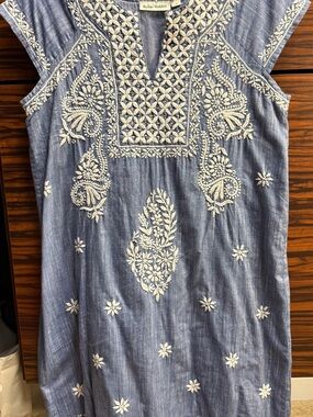 Roller Rabbit Chambray Blue Embroidered Mini Dress